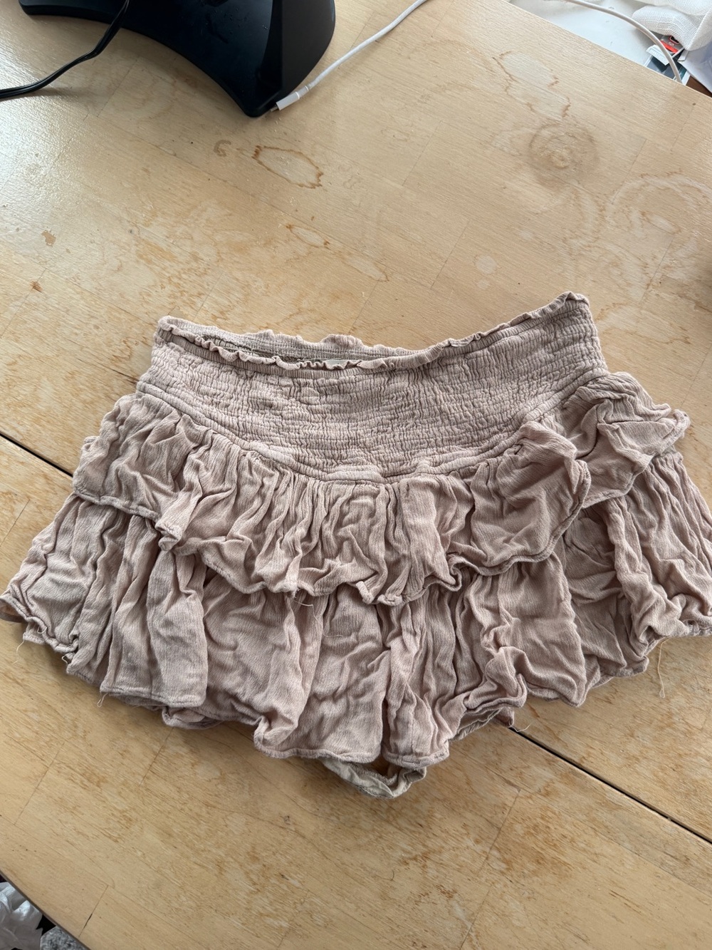 Rock N Rags Sunshine Daydream Ruffled Mini Skirt - Beige